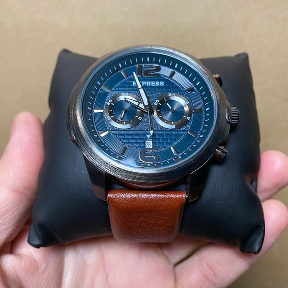 Express Men’s Pebbles Brown Leather Multi-Function Watch - Picture 2 of 5